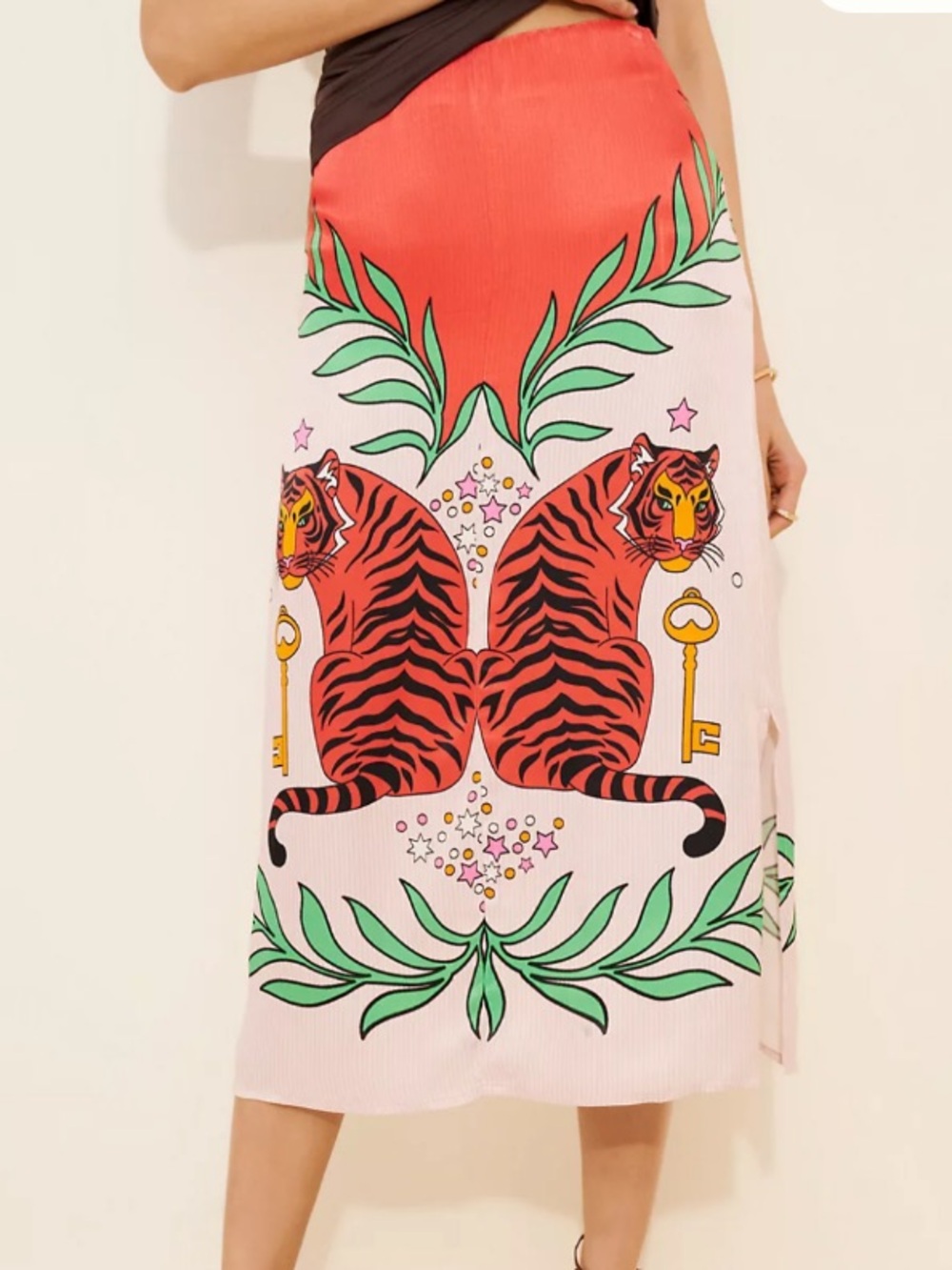 Blank London Lania Slip Midi Skirt Tiger Graphic Orange
Pink Anthropologie L